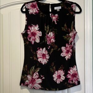 Calvin Klein Floral Sleeveless Top - Black and Pink